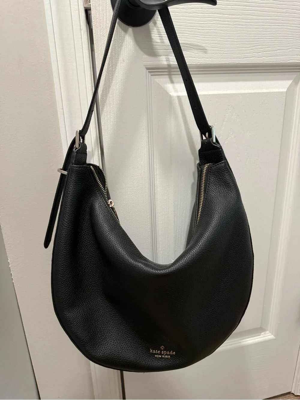 NWT $429 Kate Spade Nova Large Shoulder Bag Black Pebbled Leather